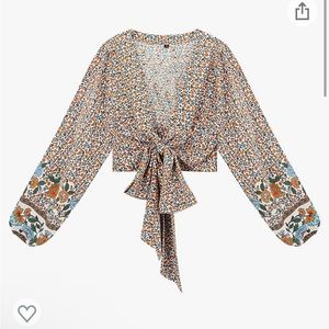 Boho tie up top, Floral, size extra large